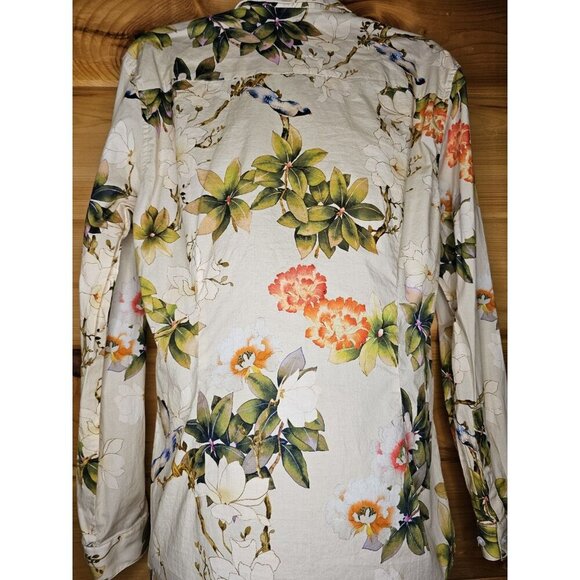 Father & Son Size Medium Stretch Slim Fit White Orange Floral & Bluebird Design - Picture 11 of 12